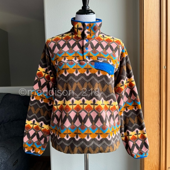 Patagonia Synchilla Snap-T Fleece Small Companions Big Anthos Pink Brown S - Picture 11 of 11